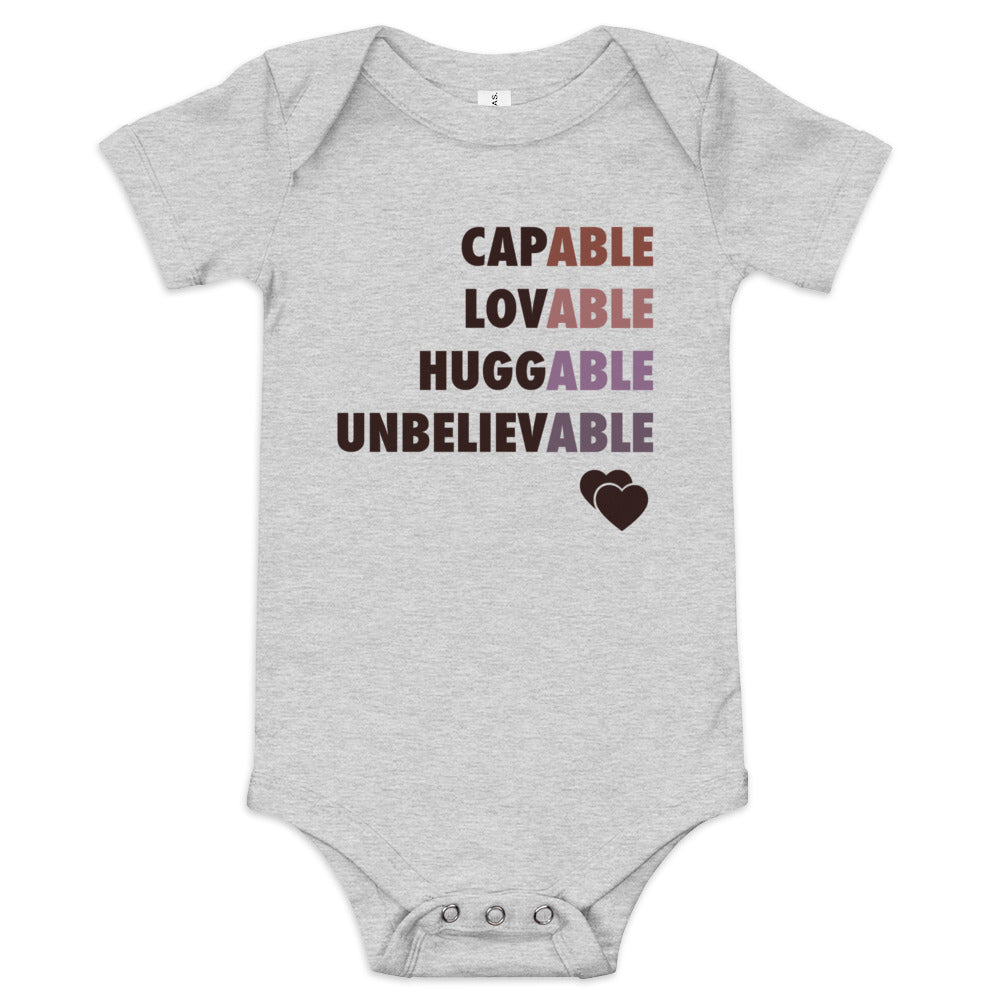 Capable, Huggable, Lovable | Baby Onesie