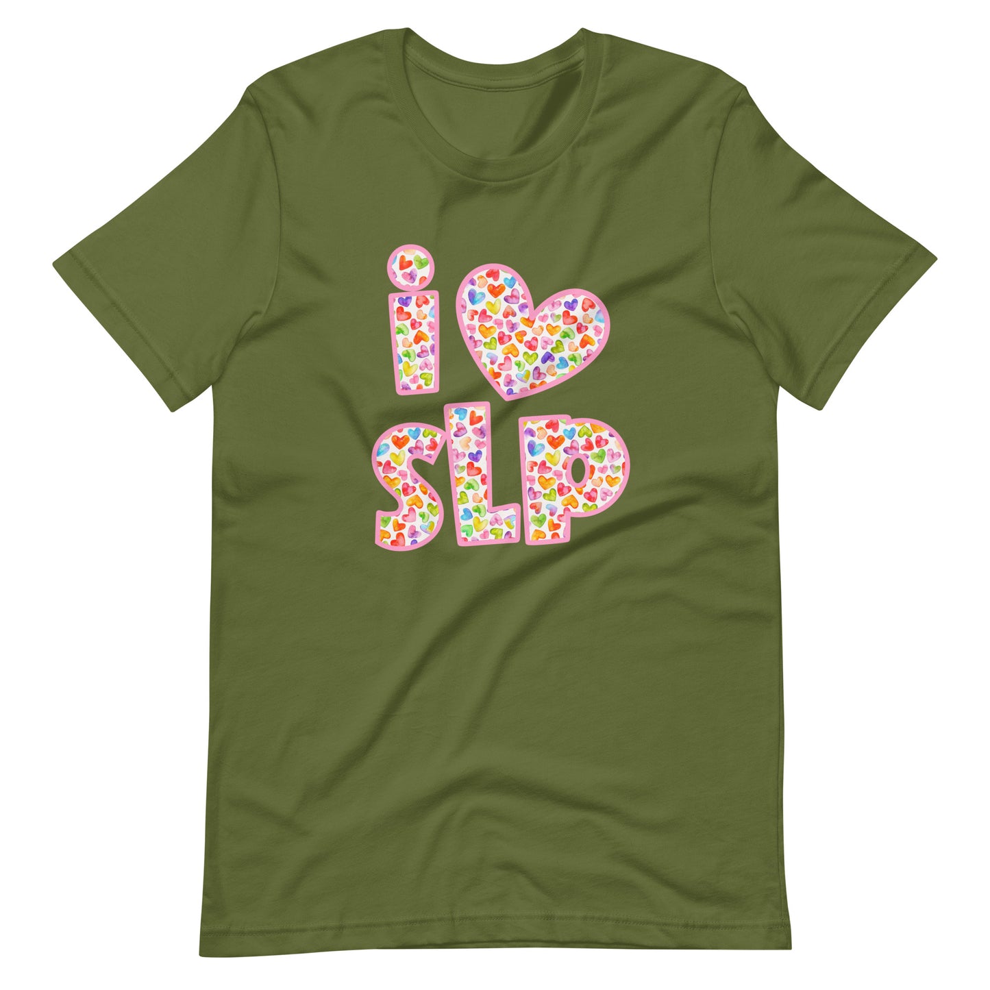 I Love SLP | Watercolor Hearts | Adult Tee